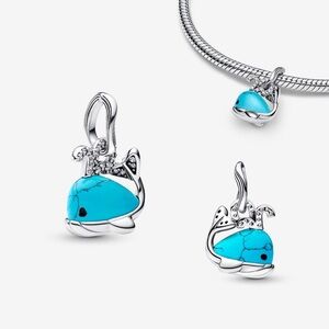 Turquoise-colored Whale Dangle Charm